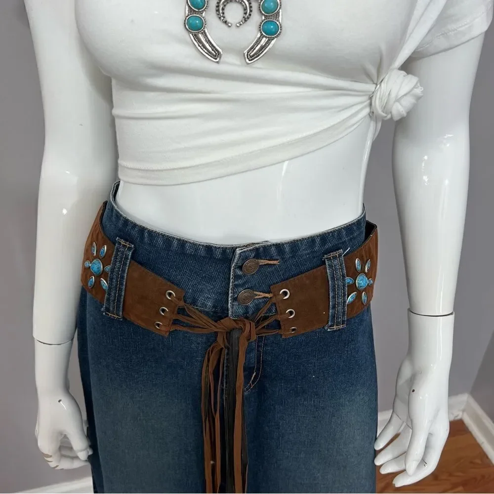 Vintage‎ Y2K Squeeze by Stephen Hardy side slit midi blue jean skirt - 9/10